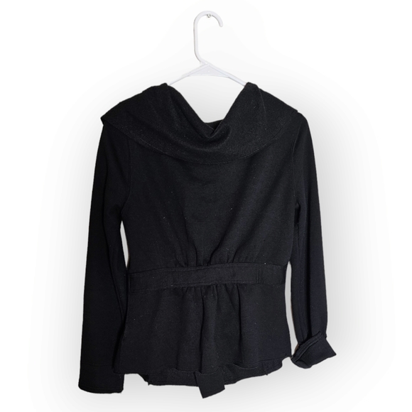 BNCI Black Cowl Snap Sweater Jacket Light Jersey Fleece Size Small - Picture 6 of 12